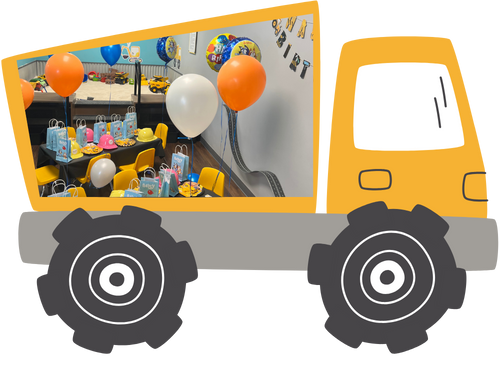 Construction Truck with Birthday Party Room