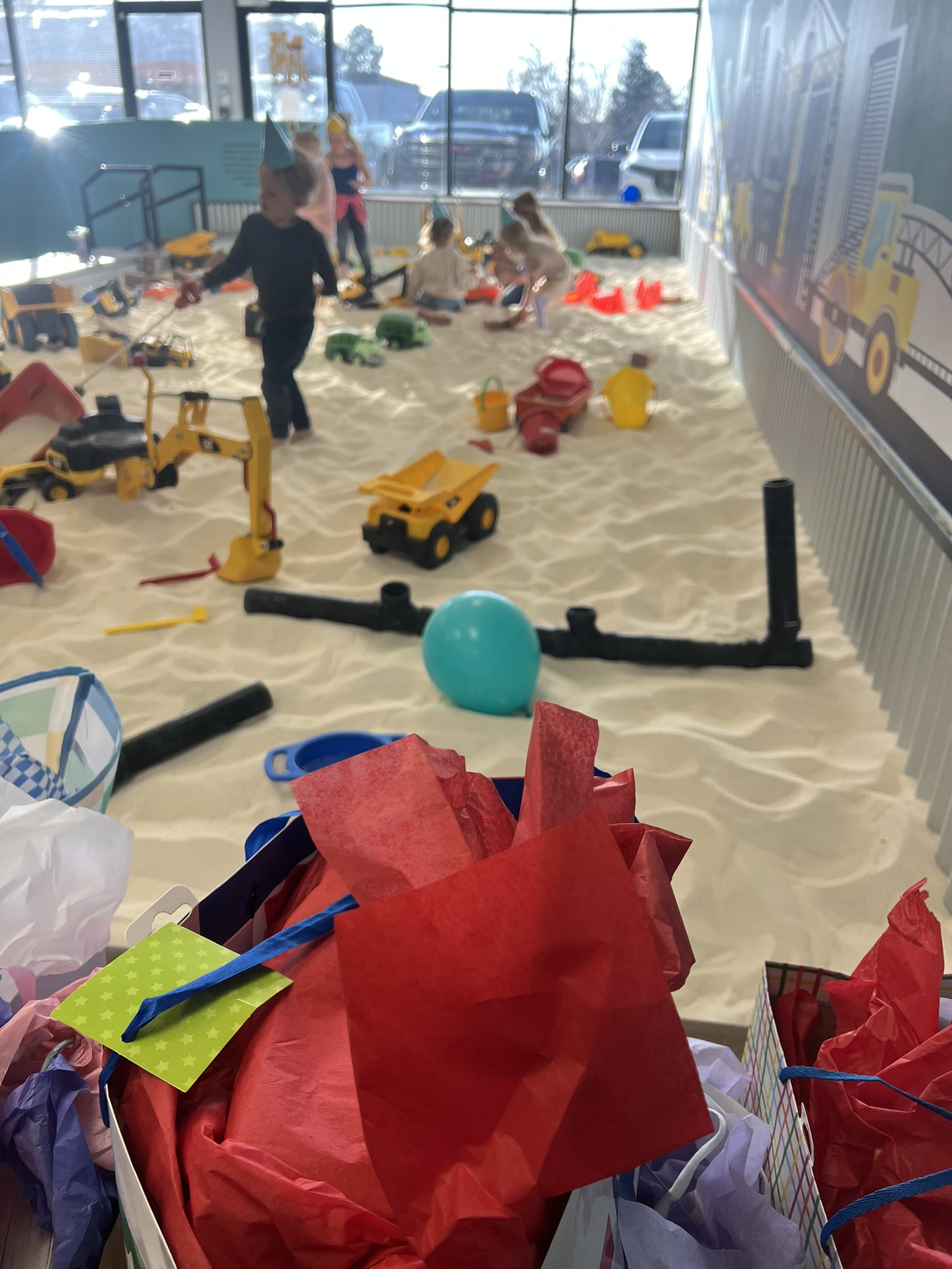 Children celebrating at a Sand Place birthday party